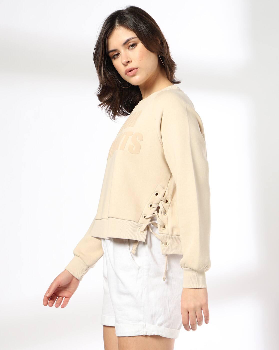 DNMX | Women Sweatshirt with Criss Cross Tie-up|1