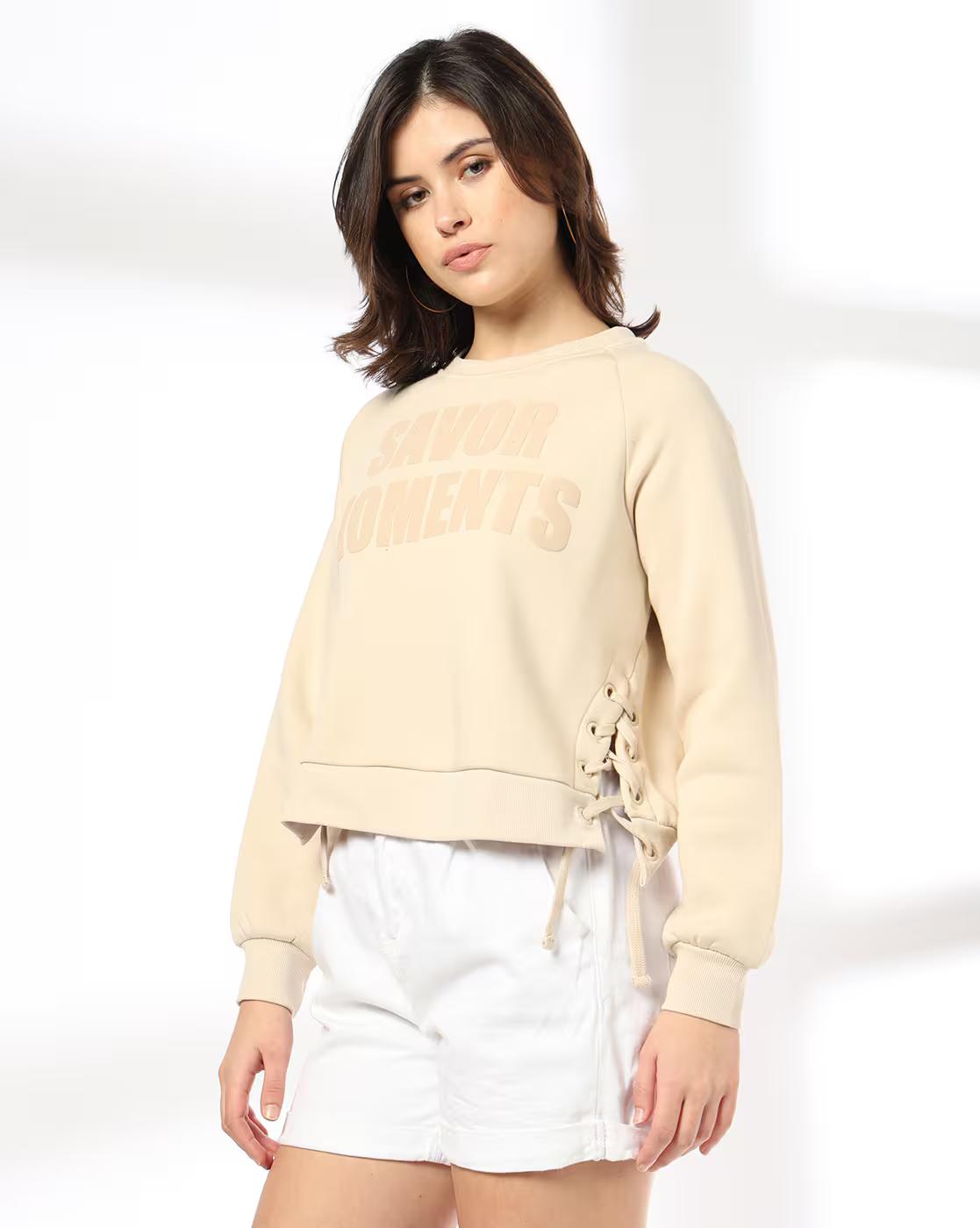 DNMX | Women Sweatshirt with Criss Cross Tie-up|3