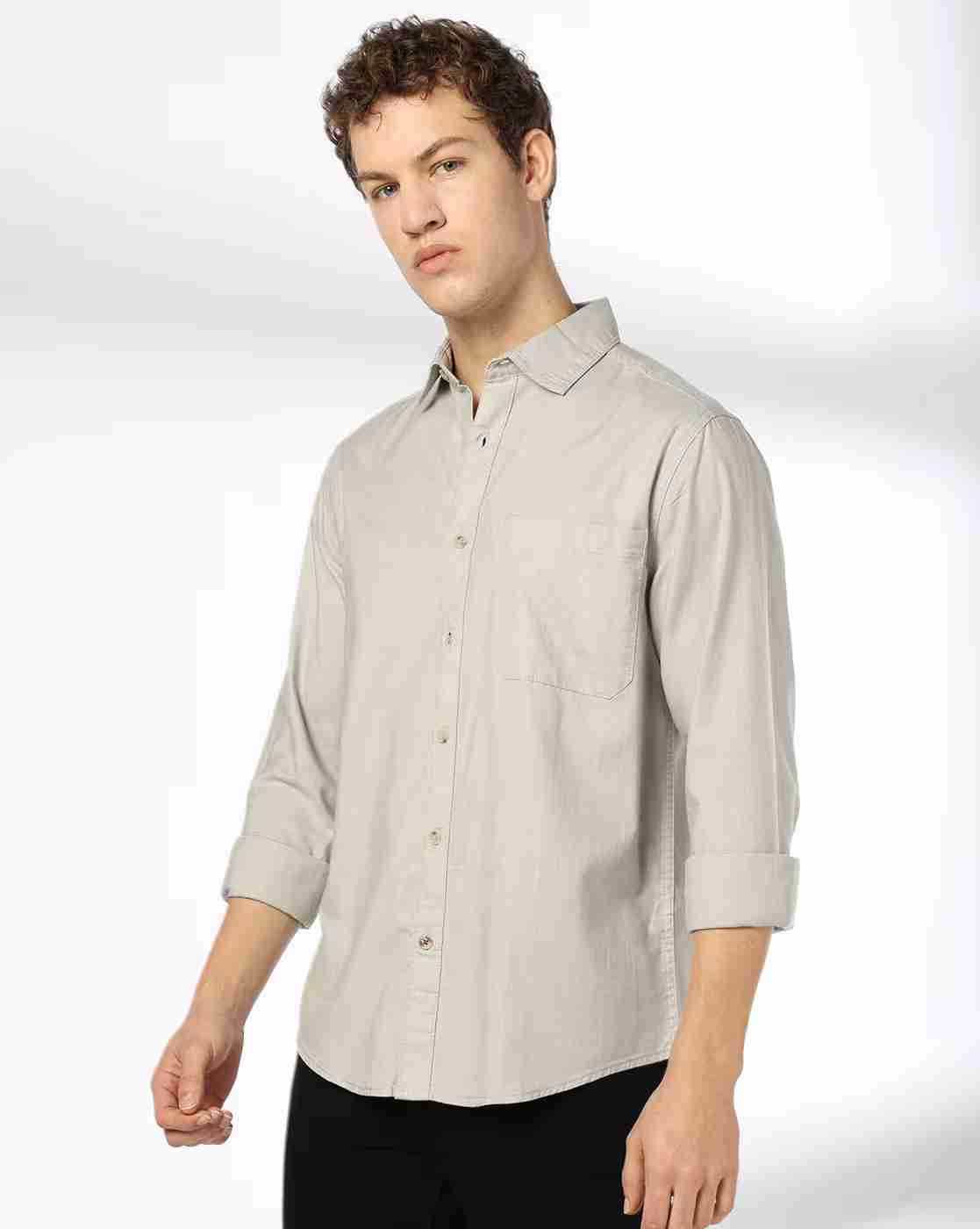 Men Regular Fit Shirt with Patch Pocket