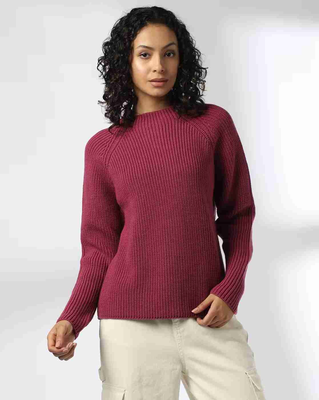 DNMX | Women Ribbed High-Neck Raglan Sleeve Sweater|0