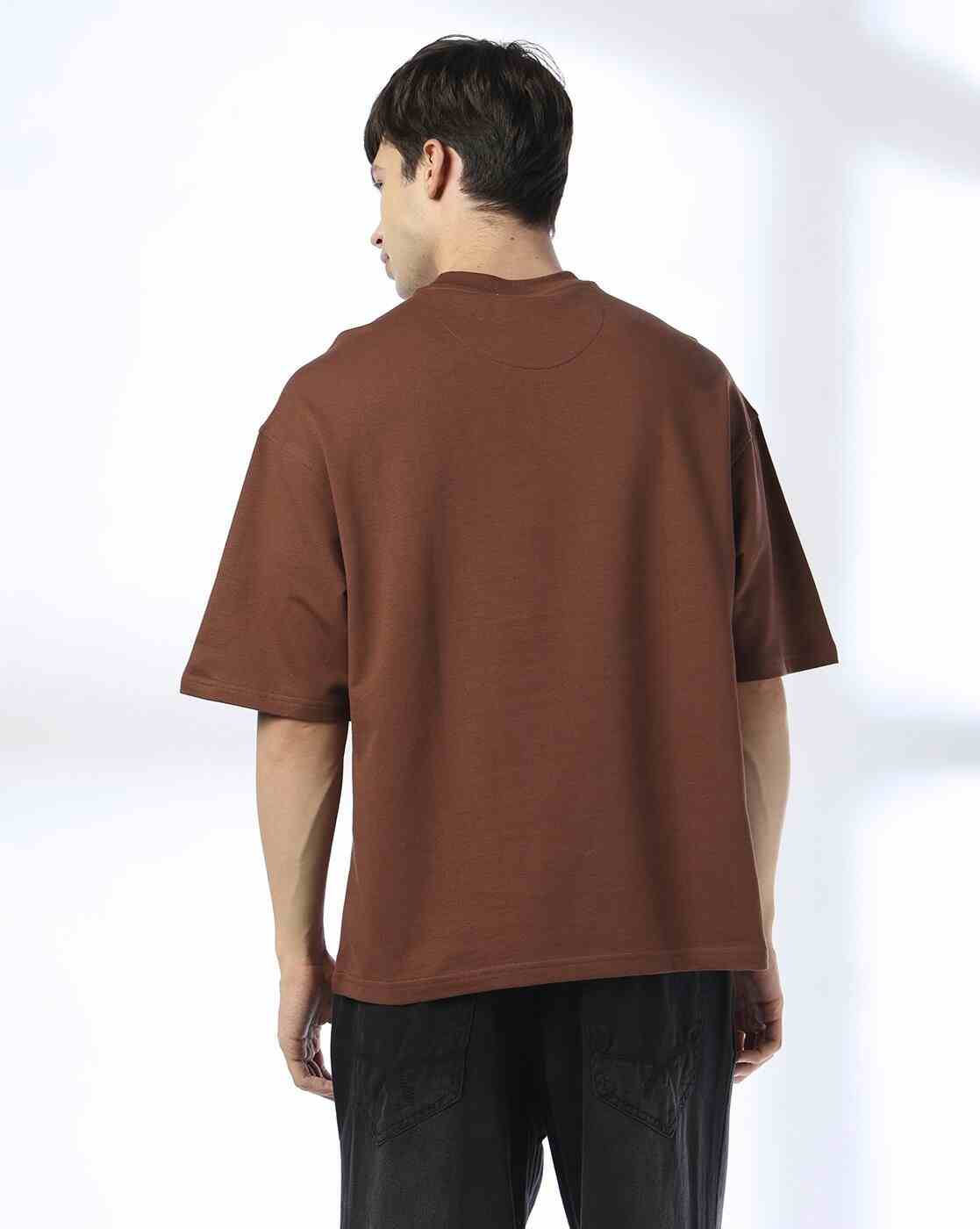 DNMX | Men Embroidered Boxy Fit Crew-Neck T-Shirt|2