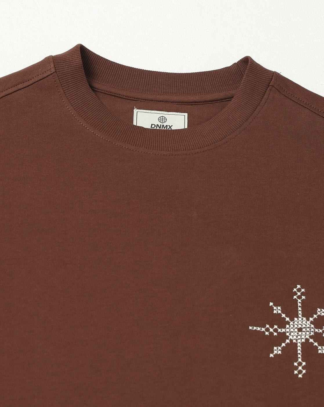 DNMX | Men Embroidered Boxy Fit Crew-Neck T-Shirt|4