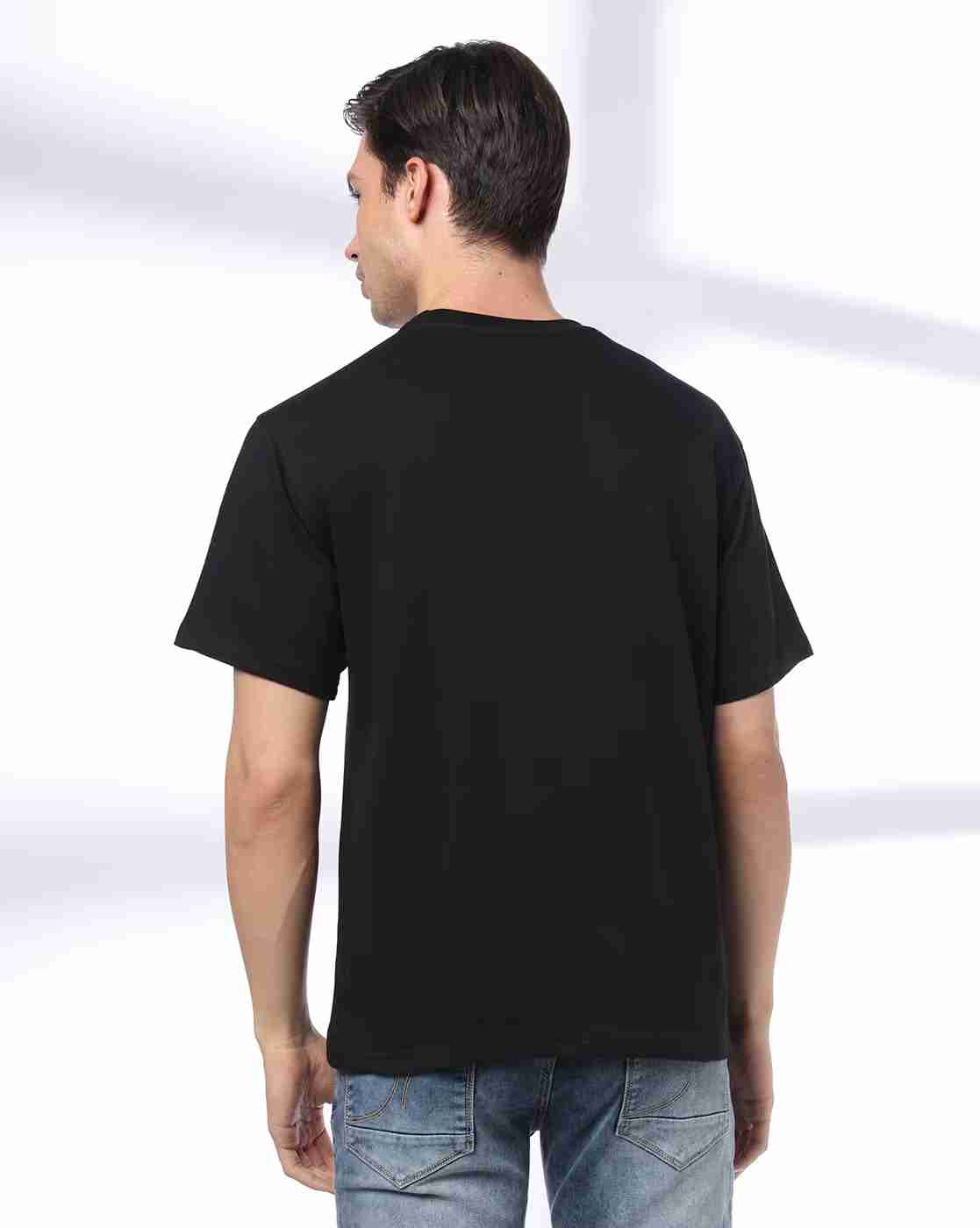 DNMX | Men Typographic Print Relaxed Fit Crew-Neck T-Shirt|2