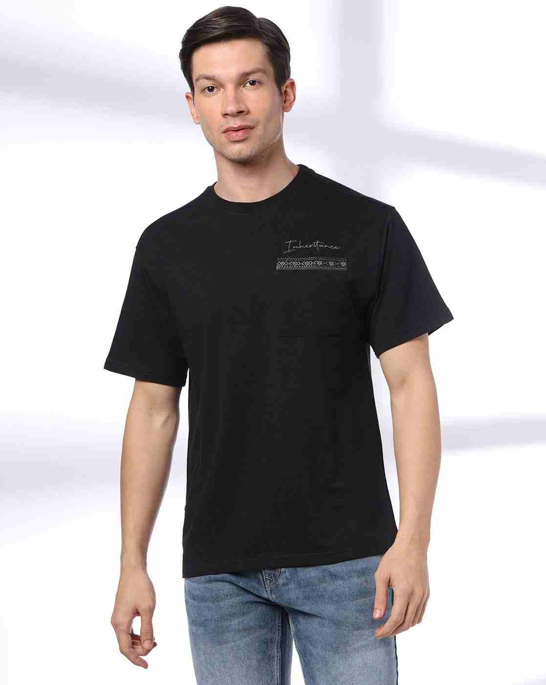 DNMX | Men Typographic Print Relaxed Fit Crew-Neck T-Shirt|3