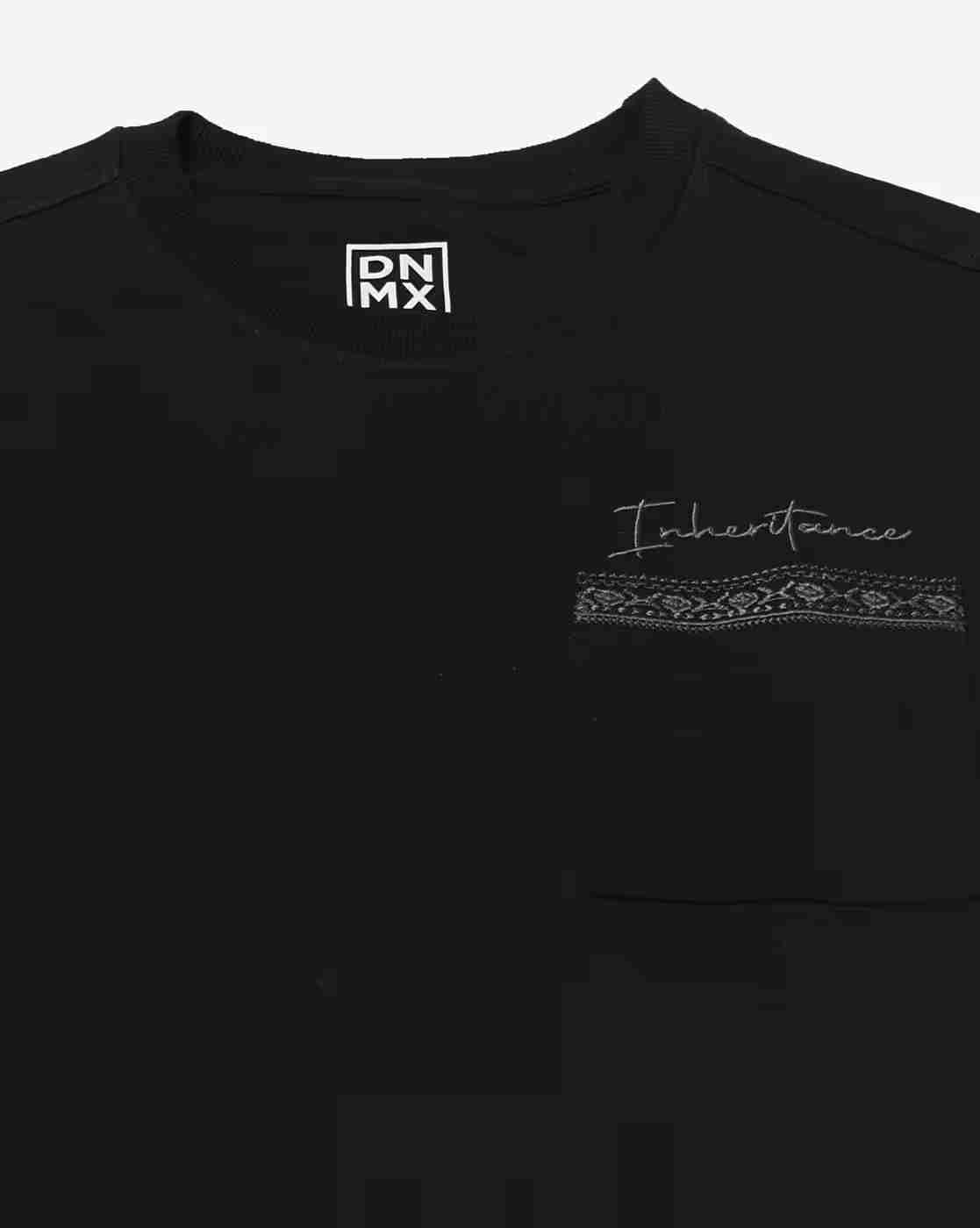 DNMX | Men Typographic Print Relaxed Fit Crew-Neck T-Shirt|5