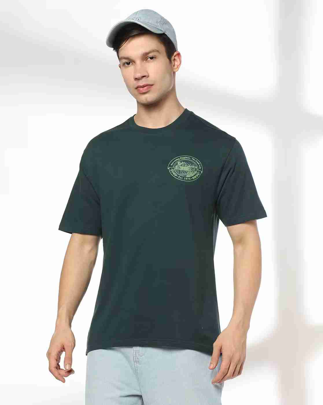 DNMX | Men Graphic Print Relaxed Fit Crew-Neck T-Shirt|0