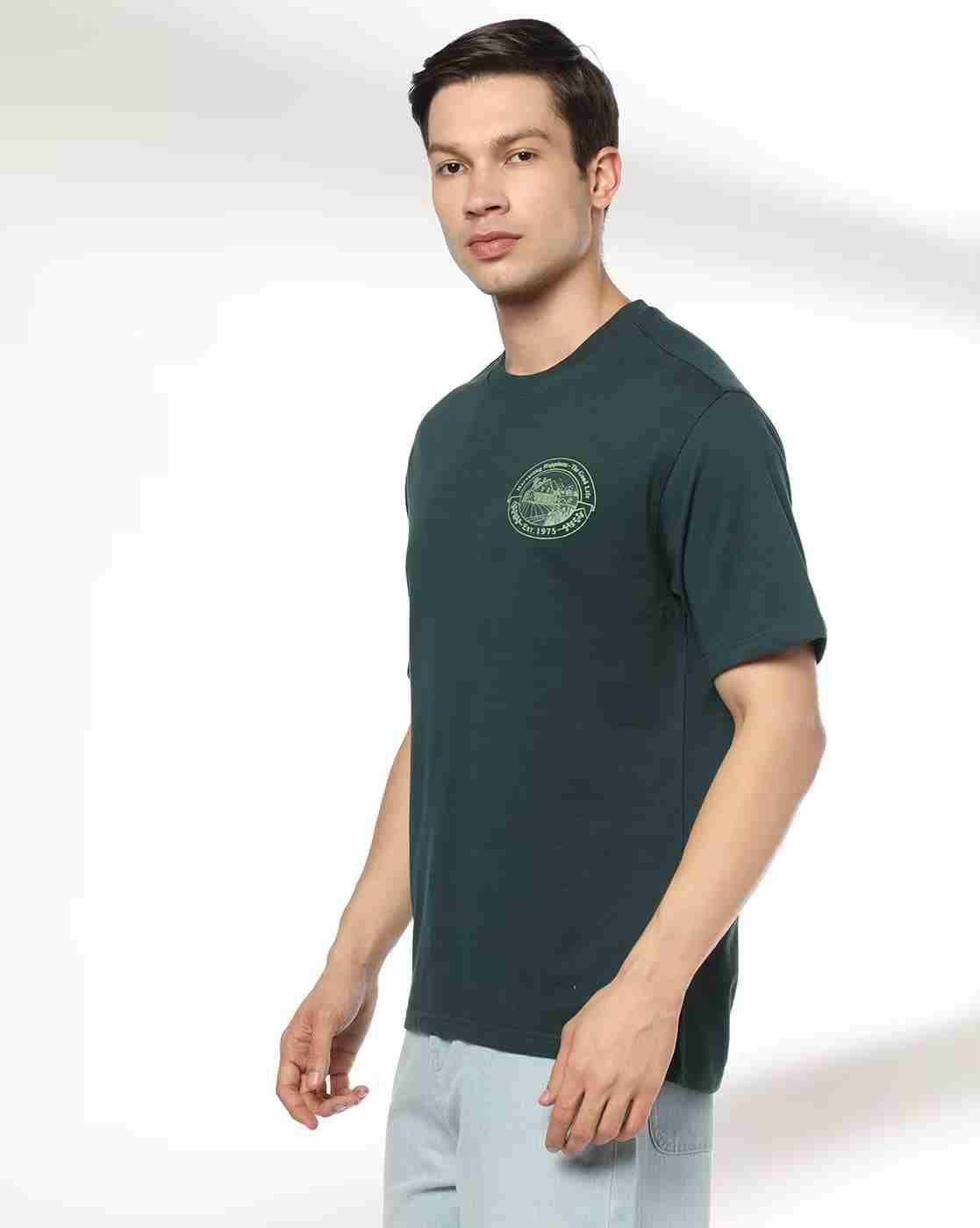 DNMX | Men Graphic Print Relaxed Fit Crew-Neck T-Shirt|1