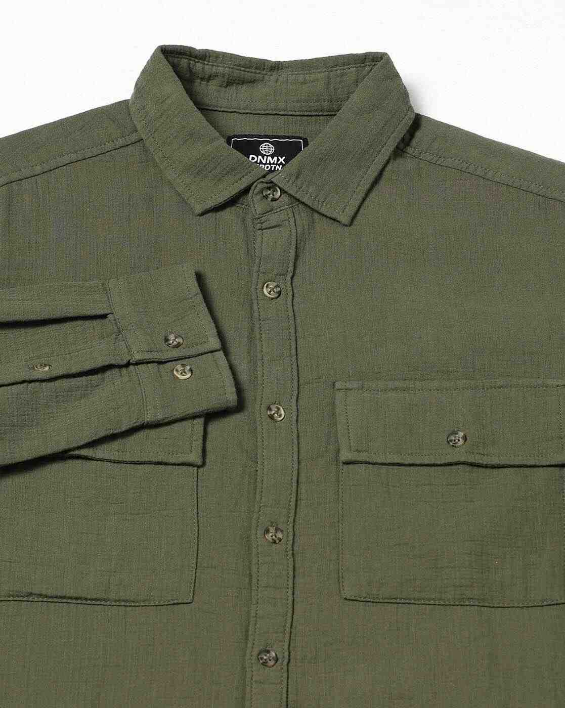 DNMX | Men Regular Fit Cotton Shirt with Flap Pockets|6