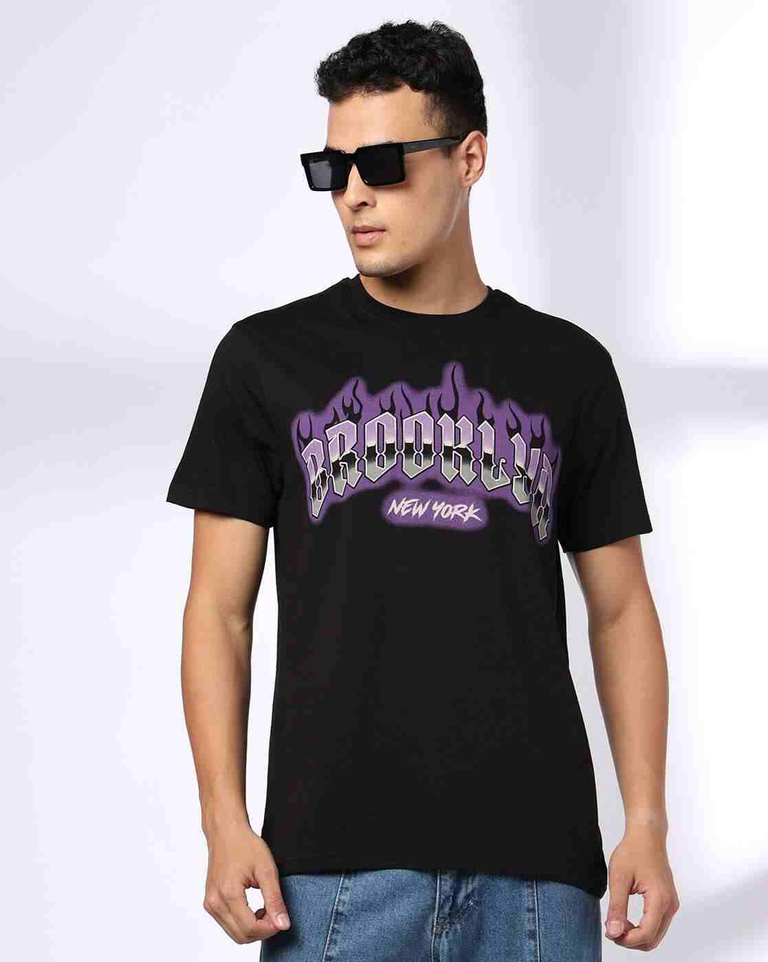 DNMX | Men Typographic Print Regular Fit Crew-Neck T-Shirt|0