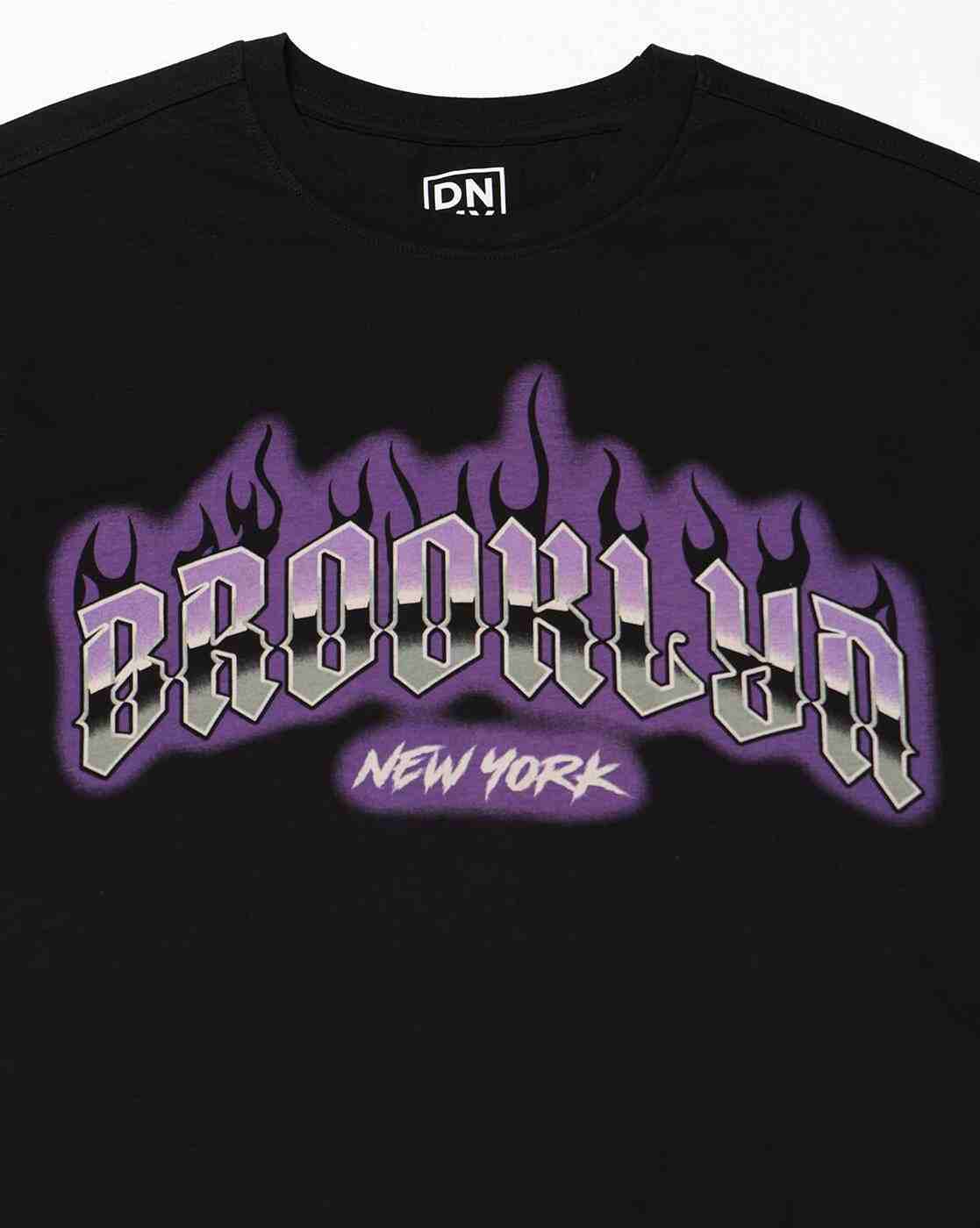 DNMX | Men Typographic Print Regular Fit Crew-Neck T-Shirt|4