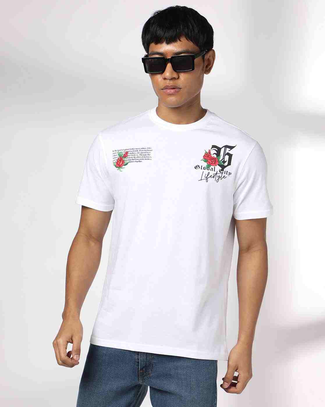 DNMX | Men Graphic Print Regular Fit Crew-Neck T-Shirt|0