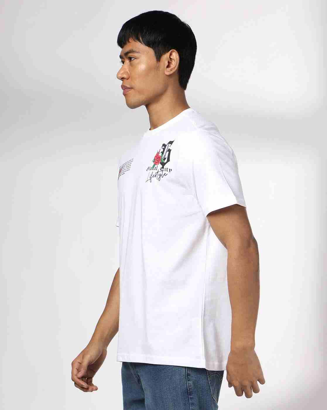 DNMX | Men Graphic Print Regular Fit Crew-Neck T-Shirt|1