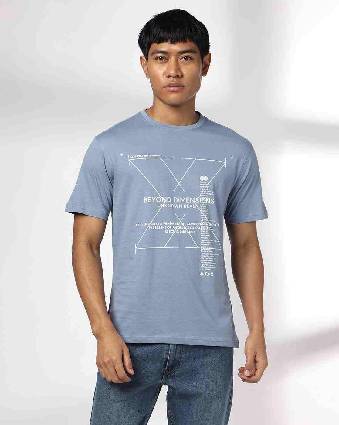 DNMX | Men Printed Regular Fit Crew-Neck T-Shirt|0