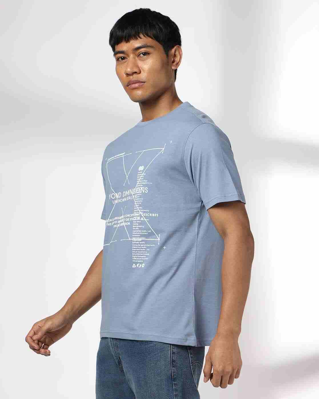 DNMX | Men Printed Regular Fit Crew-Neck T-Shirt|1