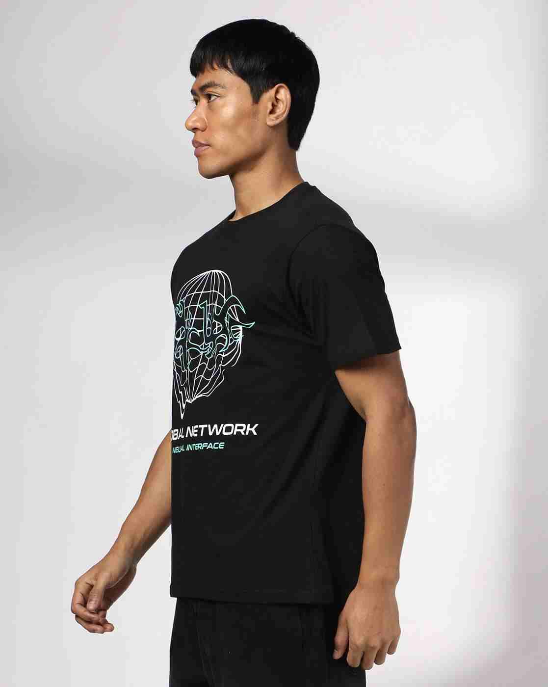 DNMX | Men Graphic Print Regular Fit Crew-Neck T-Shirt|1