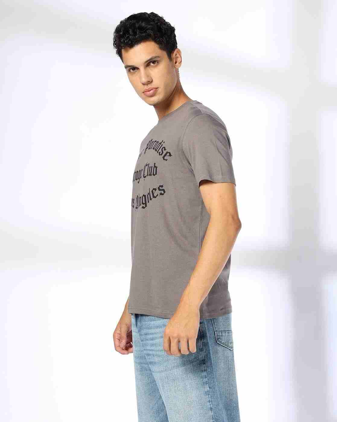 DNMX | Men Typographic Print Regular Fit Crew-Neck T-Shirt|1