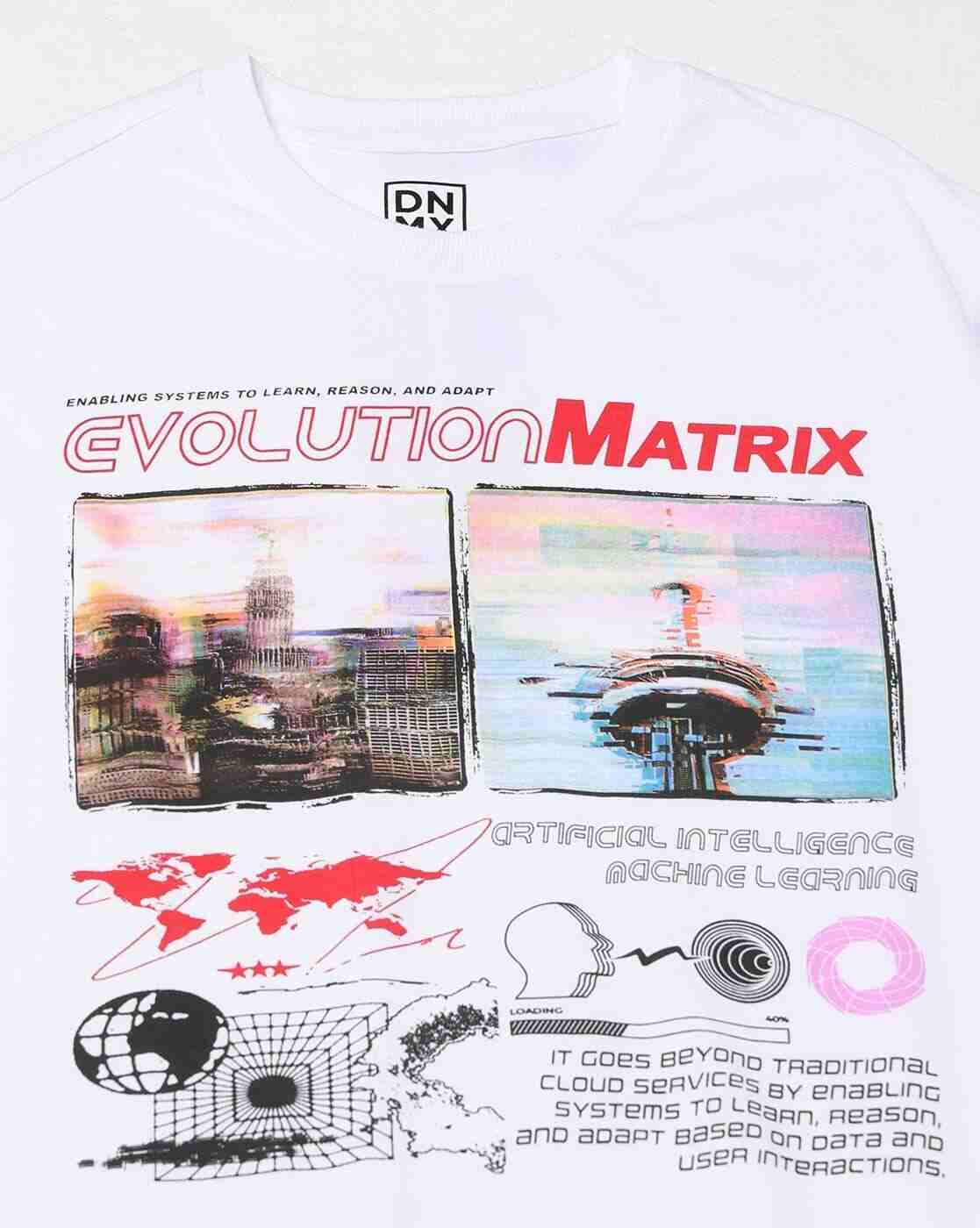 DNMX | Men Graphic Print Relaxed Fit Crew-Neck T-Shirt|4