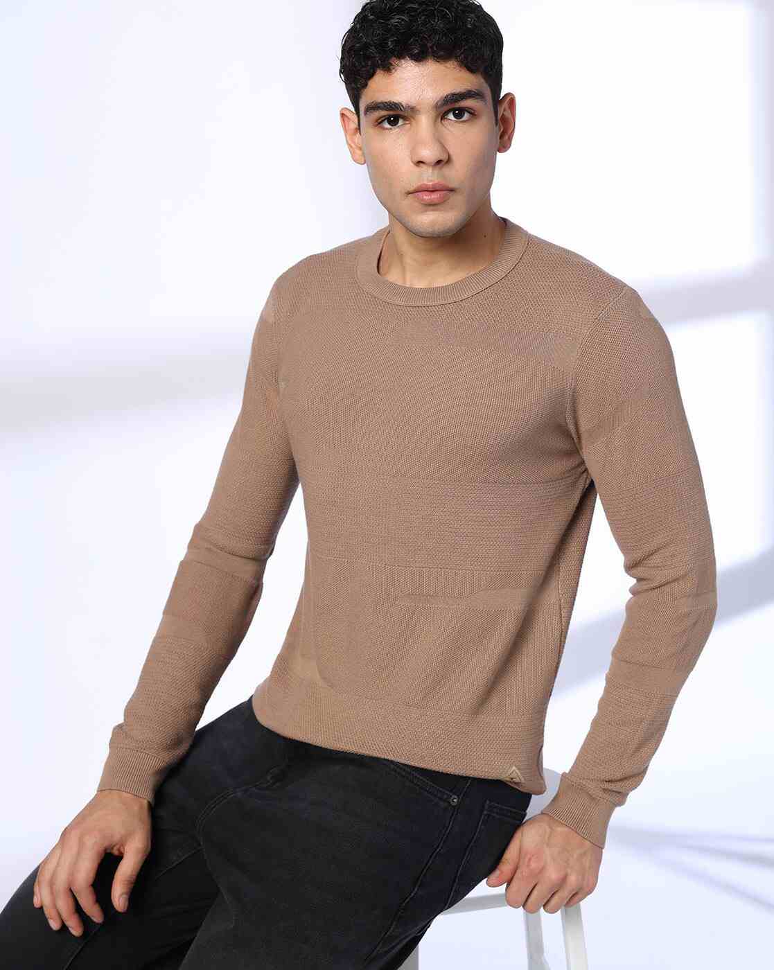 DNMX | Men Flat-Knit Regular Fit Crew-Neck T-Shirt|0