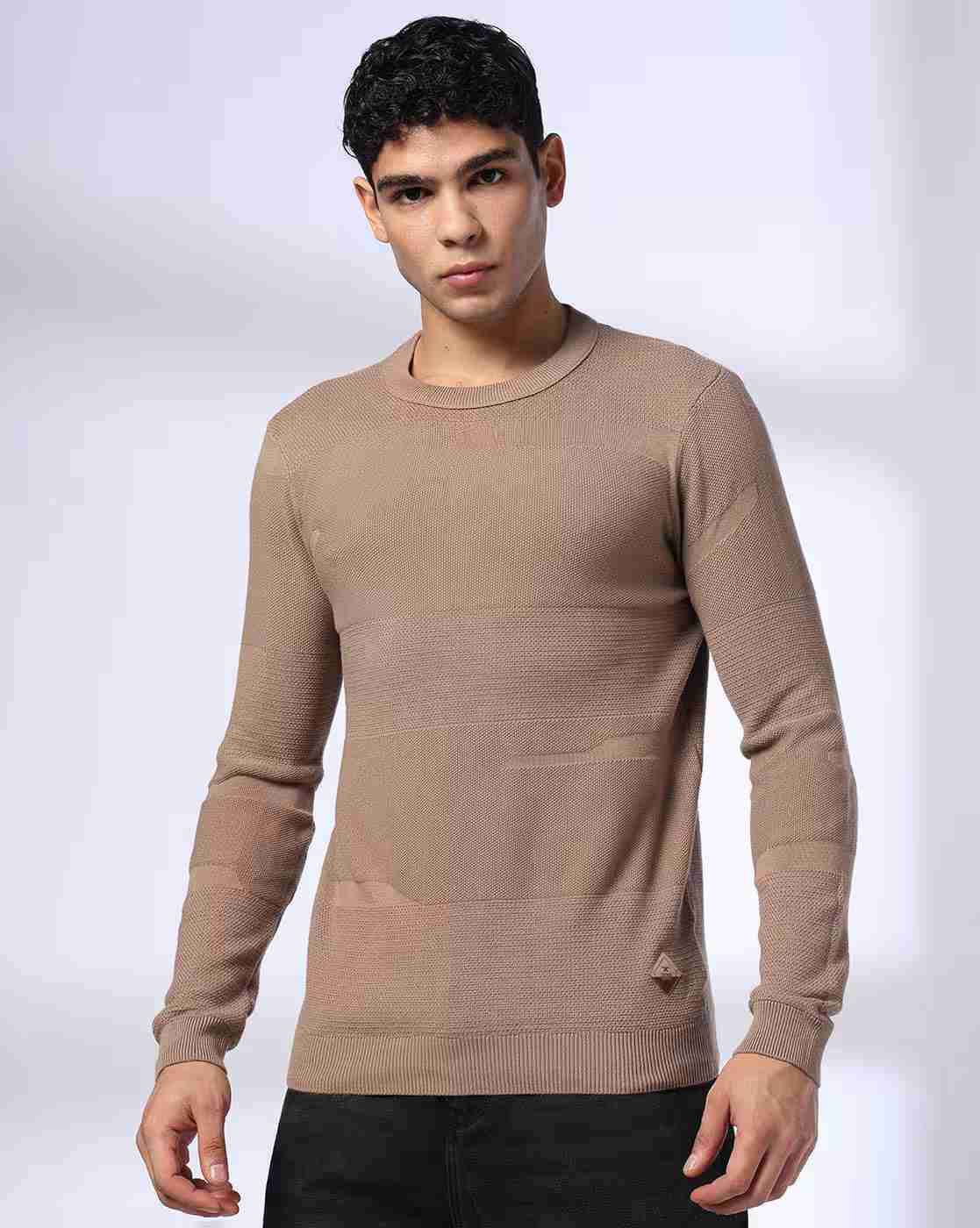 DNMX | Men Flat-Knit Regular Fit Crew-Neck T-Shirt|1