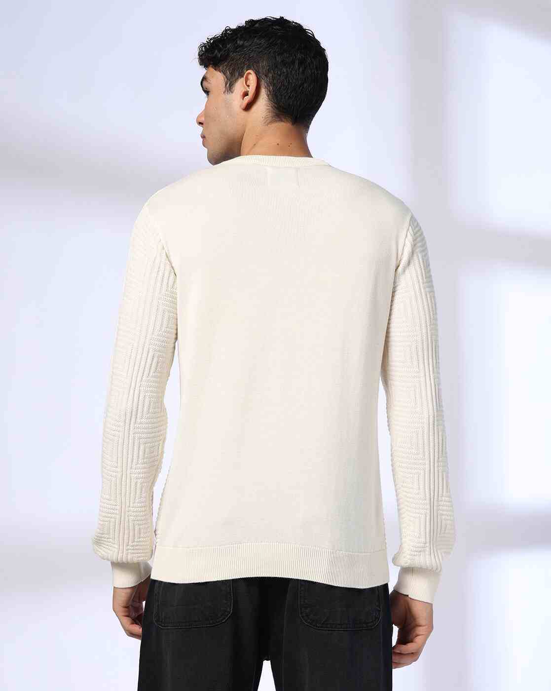 DNMX | Men Embossed Regular Fit Crew-Neck T-Shirt|2