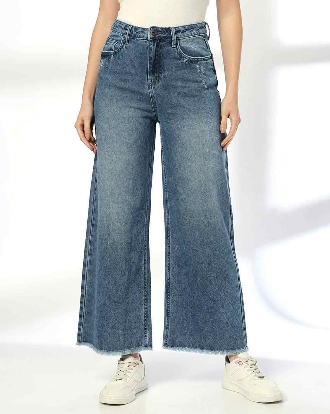 DNMX | Women Mid-Wash Wide-Leg Jeans|3