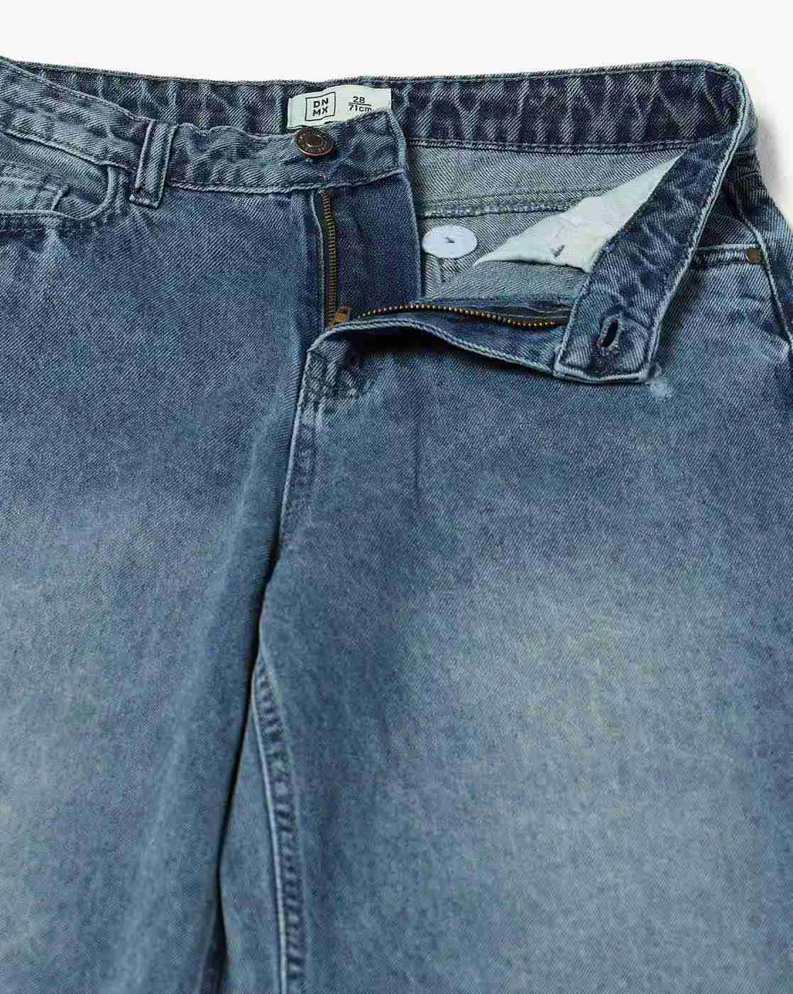 DNMX | Women Mid-Wash Wide-Leg Jeans|5