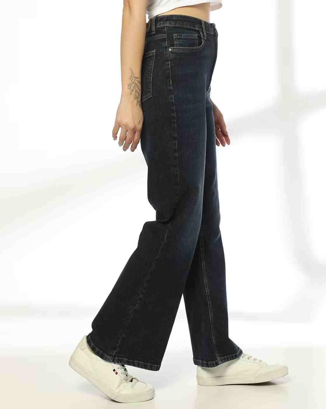 DNMX | Women High Rise Full Length Flared Jeans|1