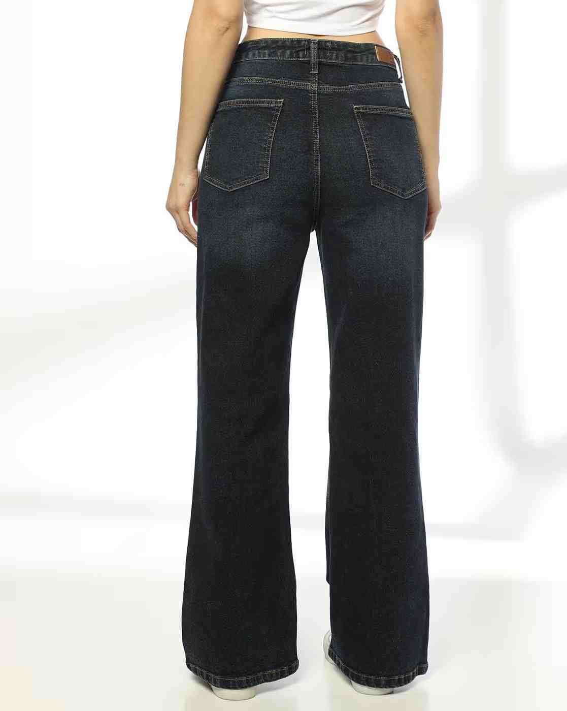 DNMX | Women High Rise Full Length Flared Jeans|2