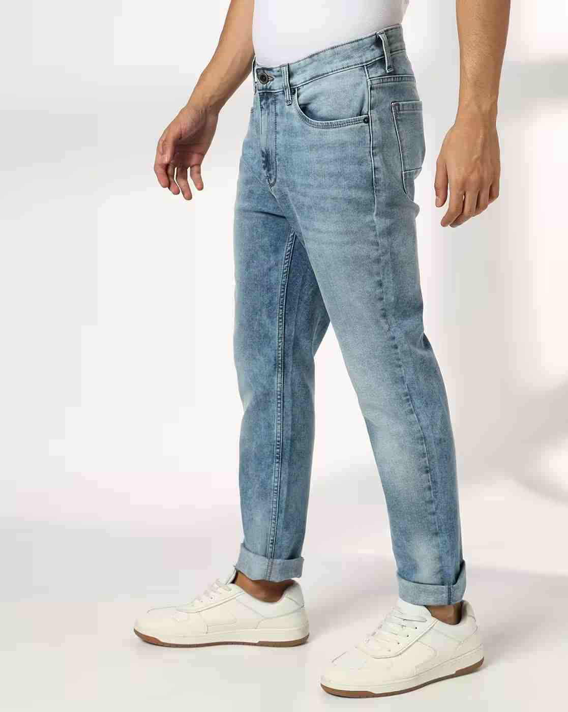 DNMX | Men Heavily Washed Slim Fit Jeans|1