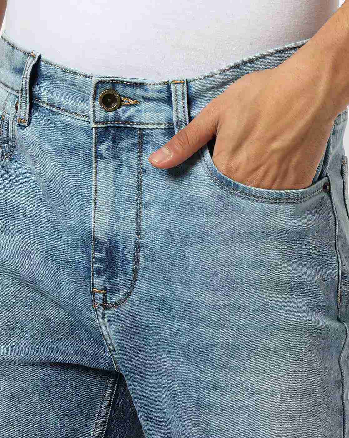 DNMX | Men Heavily Washed Slim Fit Jeans|3