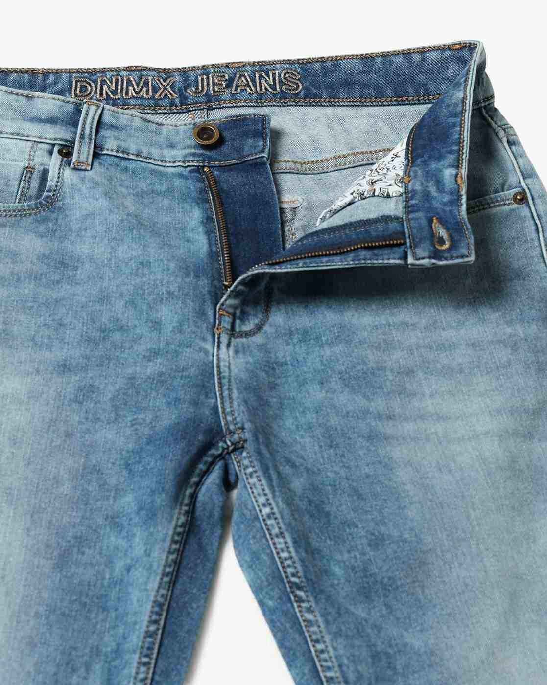 DNMX | Men Heavily Washed Slim Fit Jeans|4
