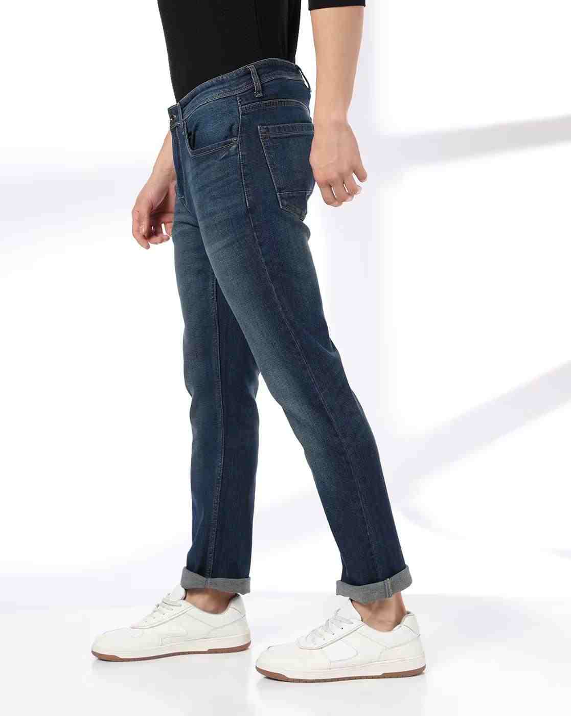 DNMX | Men Lightly Washed Straight Jeans|1