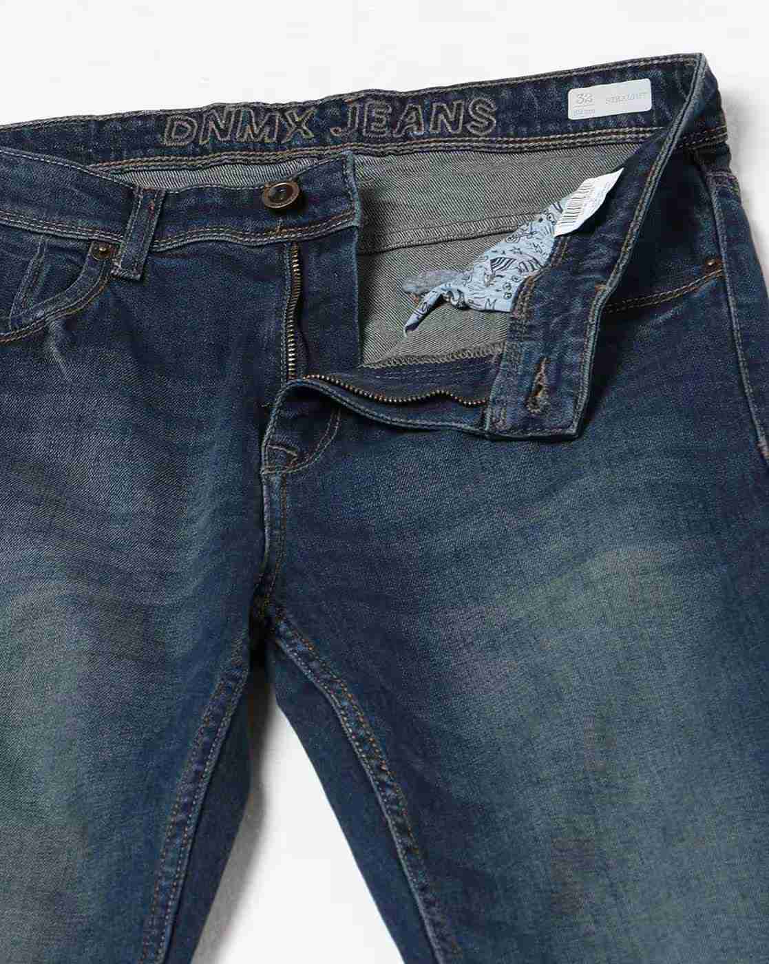 DNMX | Men Lightly Washed Straight Jeans|4