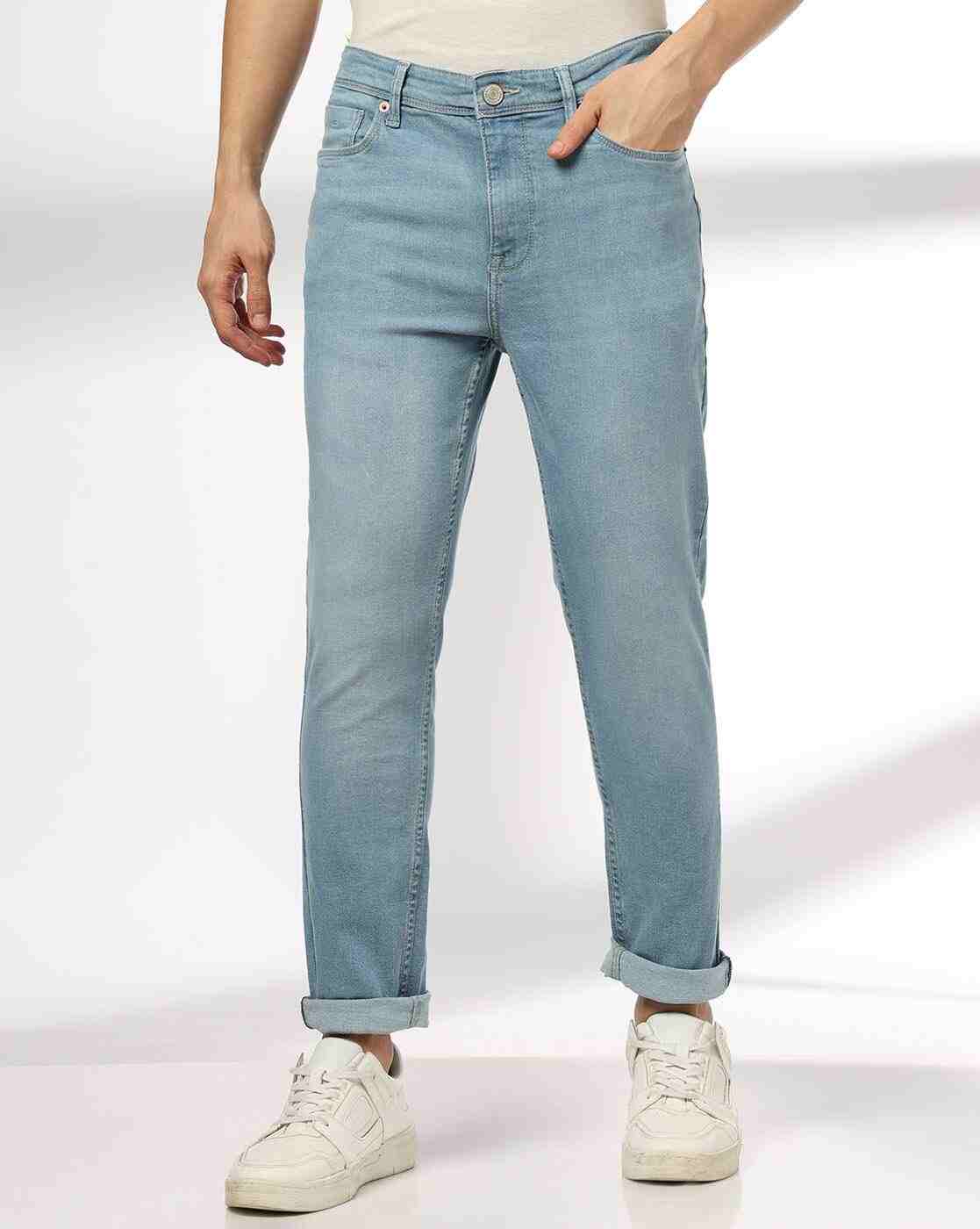 DNMX | Men Lightly Washed Slim Fit Jeans|0
