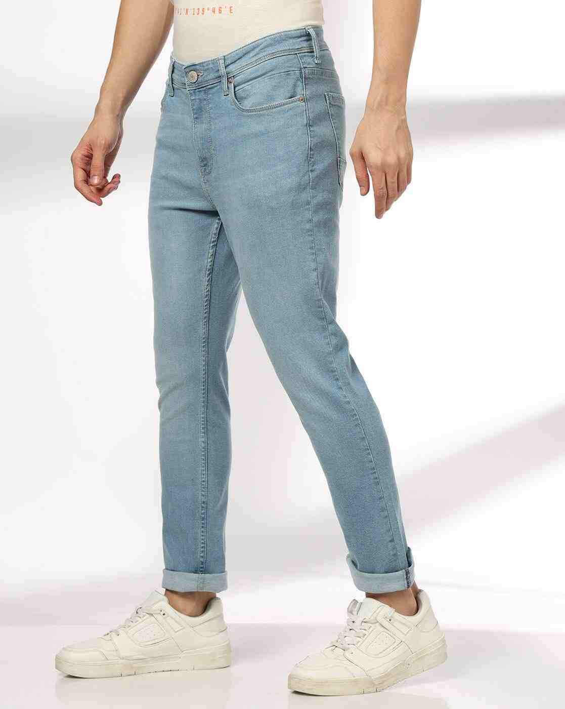 DNMX | Men Lightly Washed Slim Fit Jeans|1