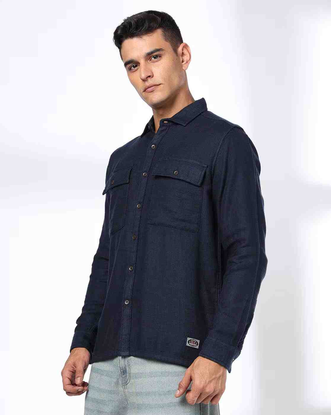 DNMX | Men Regular Fit Shirt with Flap Pockets|1