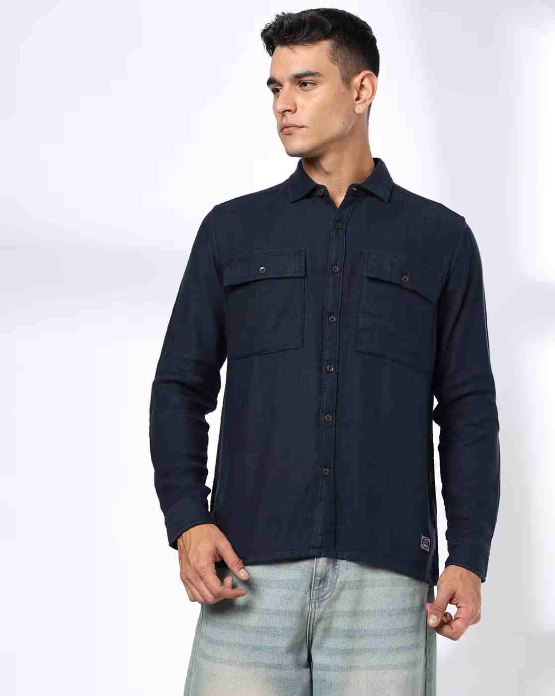 DNMX | Men Regular Fit Shirt with Flap Pockets|3