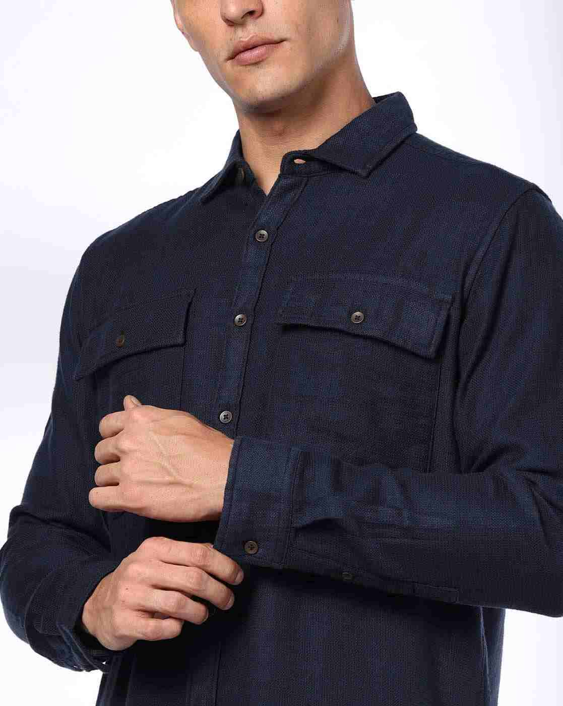 DNMX | Men Regular Fit Shirt with Flap Pockets|4