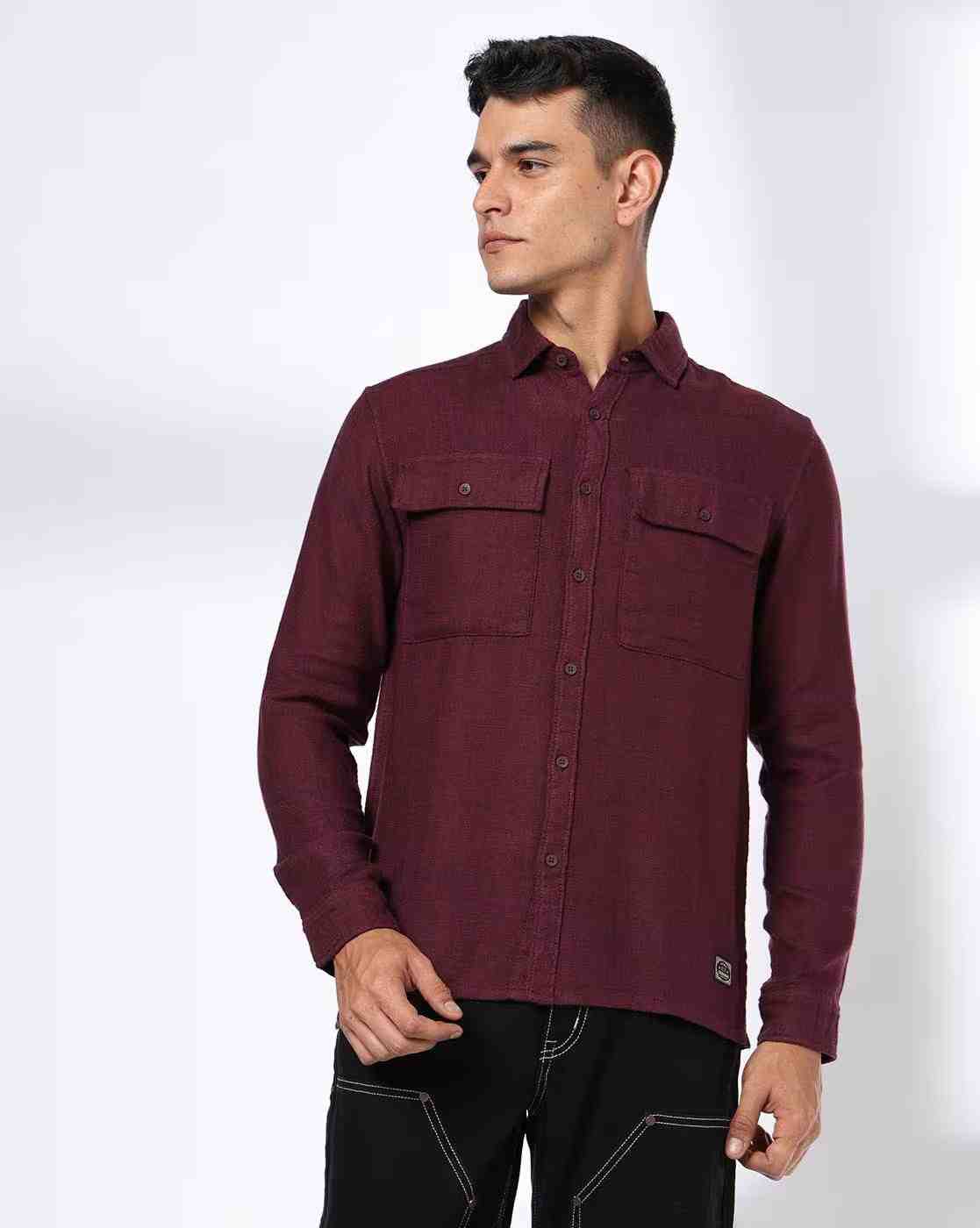 DNMX | Men Regular Fit Shirt with Flap Pockets|1
