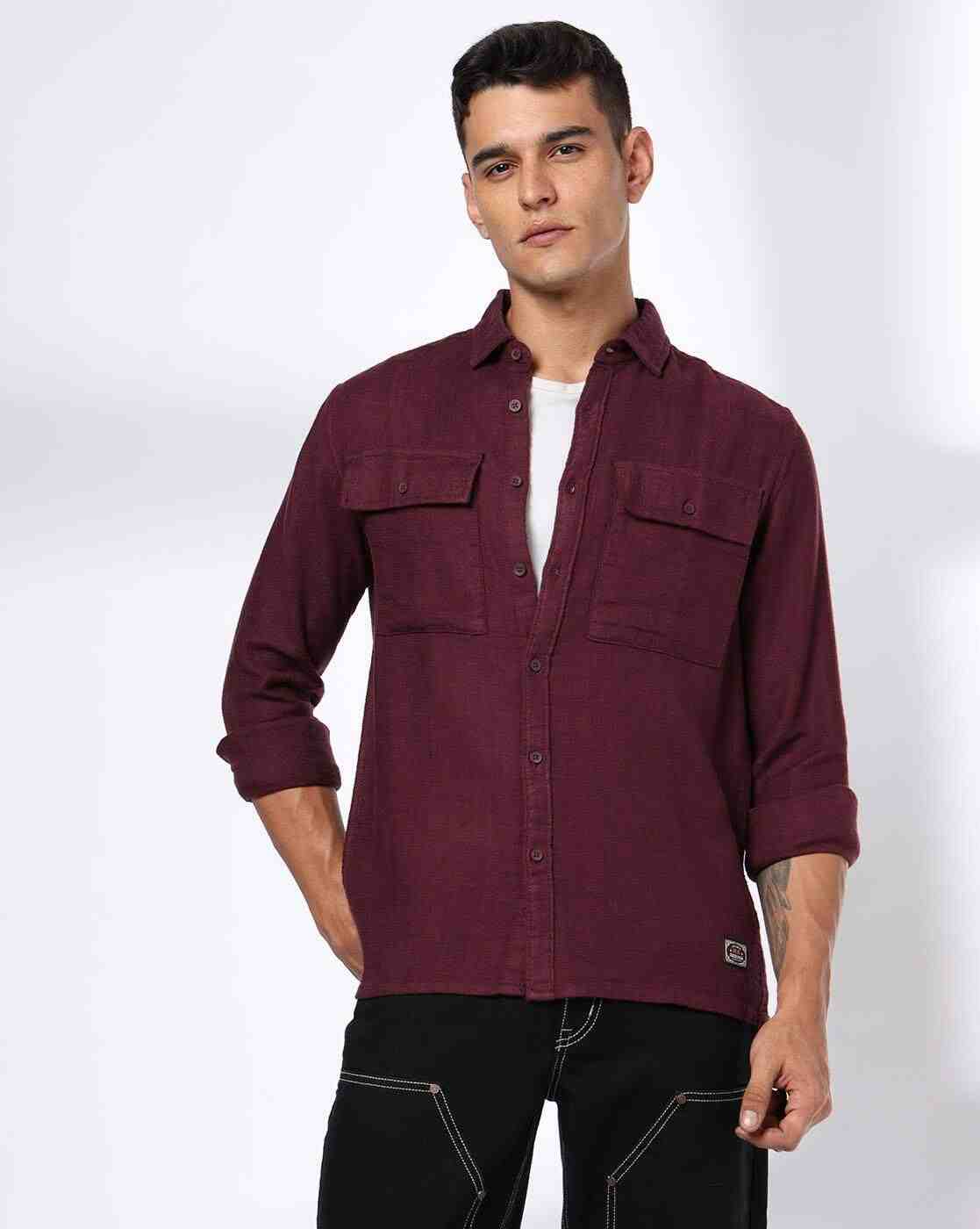 DNMX | Men Regular Fit Shirt with Flap Pockets|4