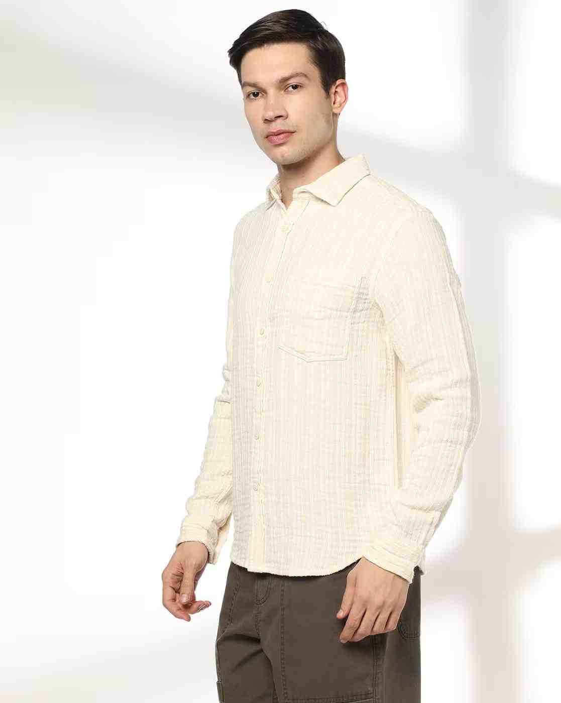DNMX | Men Striped Regular Fit Shirt|1
