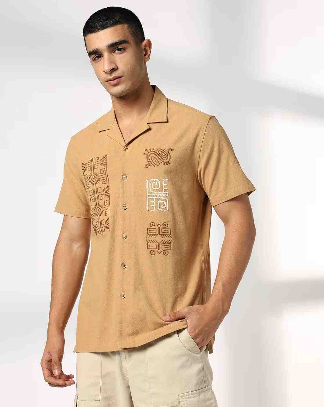 DNMX | Men Embroidered Regular Fit Shirt|0
