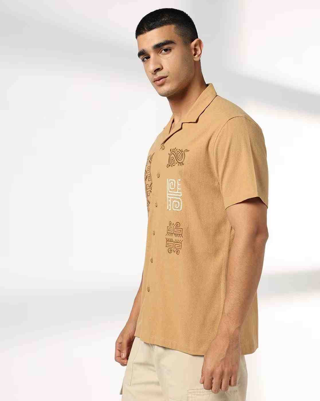 DNMX | Men Embroidered Regular Fit Shirt|1