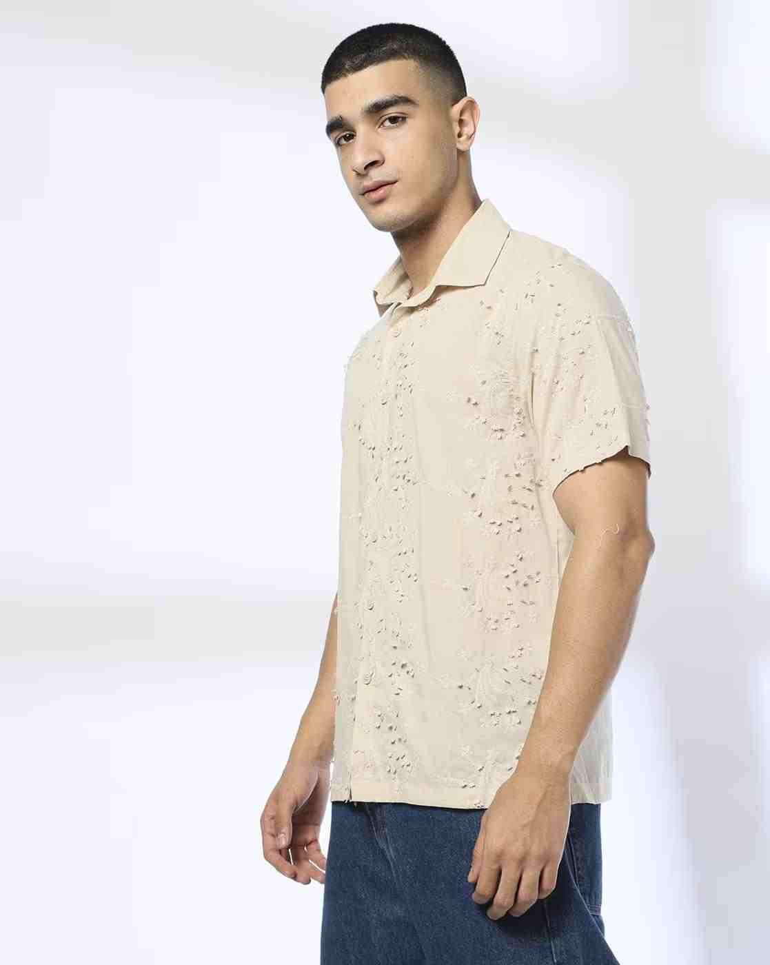 DNMX | Men Embroidered Regular Fit Shirt|1