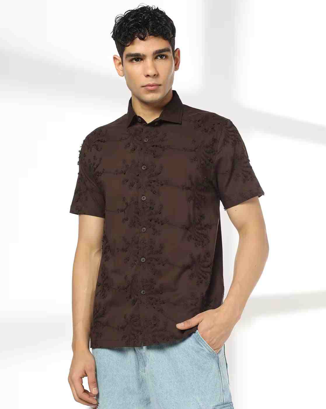 Men Embroidered Regular Fit Shirt