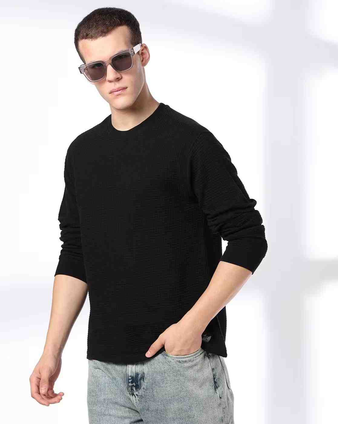 Men Patterned Regular Fit Crew-Neck T-Shirt