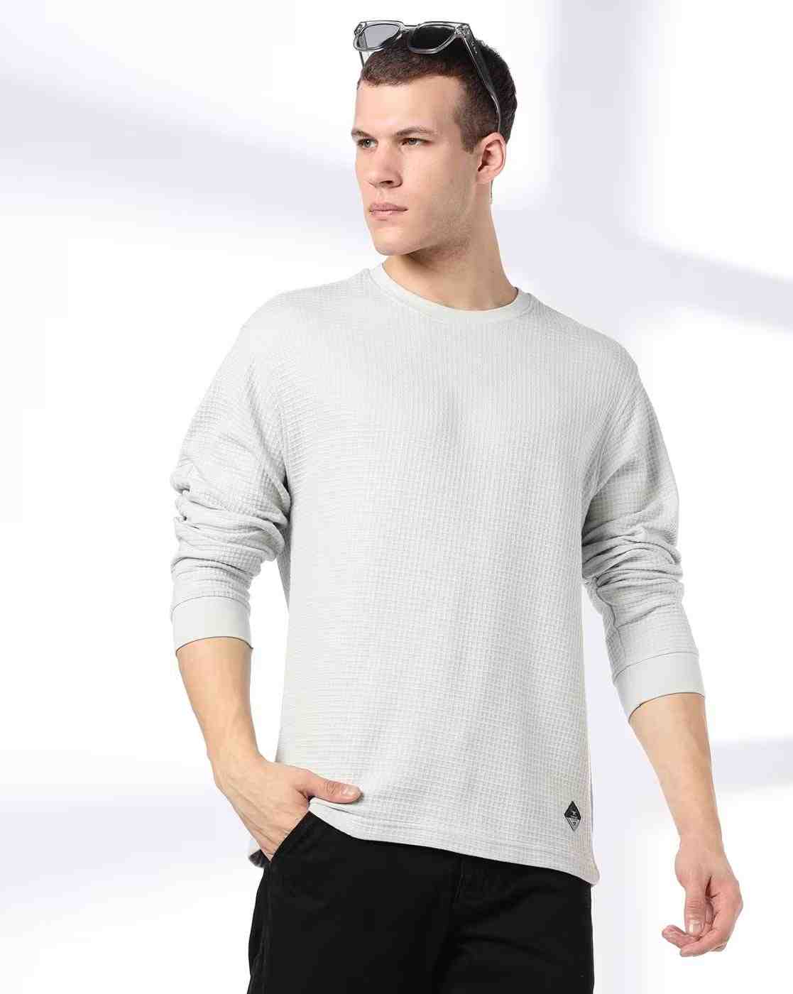 DNMX | Men Patterned Regular Fit Crew-Neck T-Shirt|0