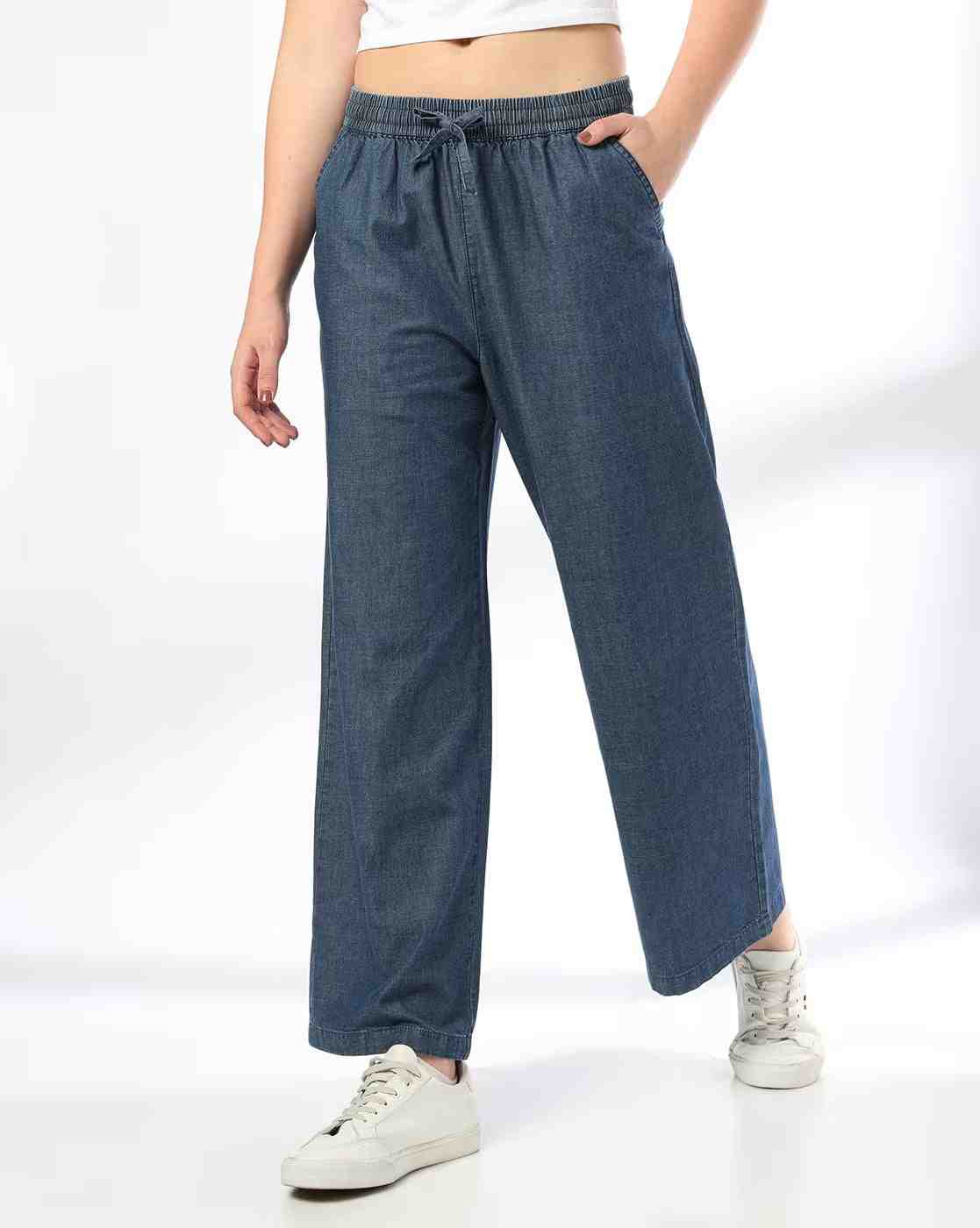 DNMX | Women Mid-Rise Wide-Leg Jeans|0