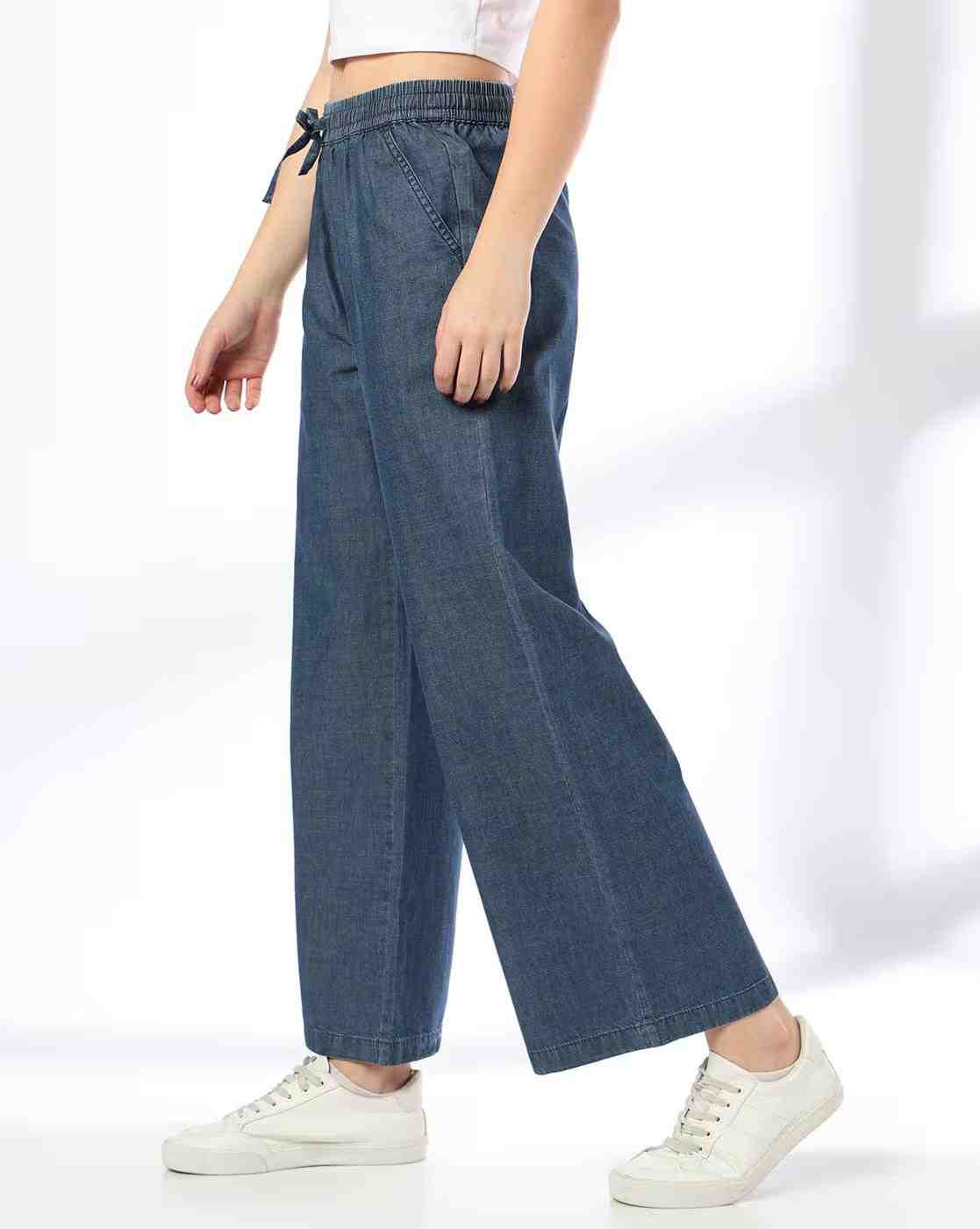 DNMX | Women Mid-Rise Wide-Leg Jeans|1