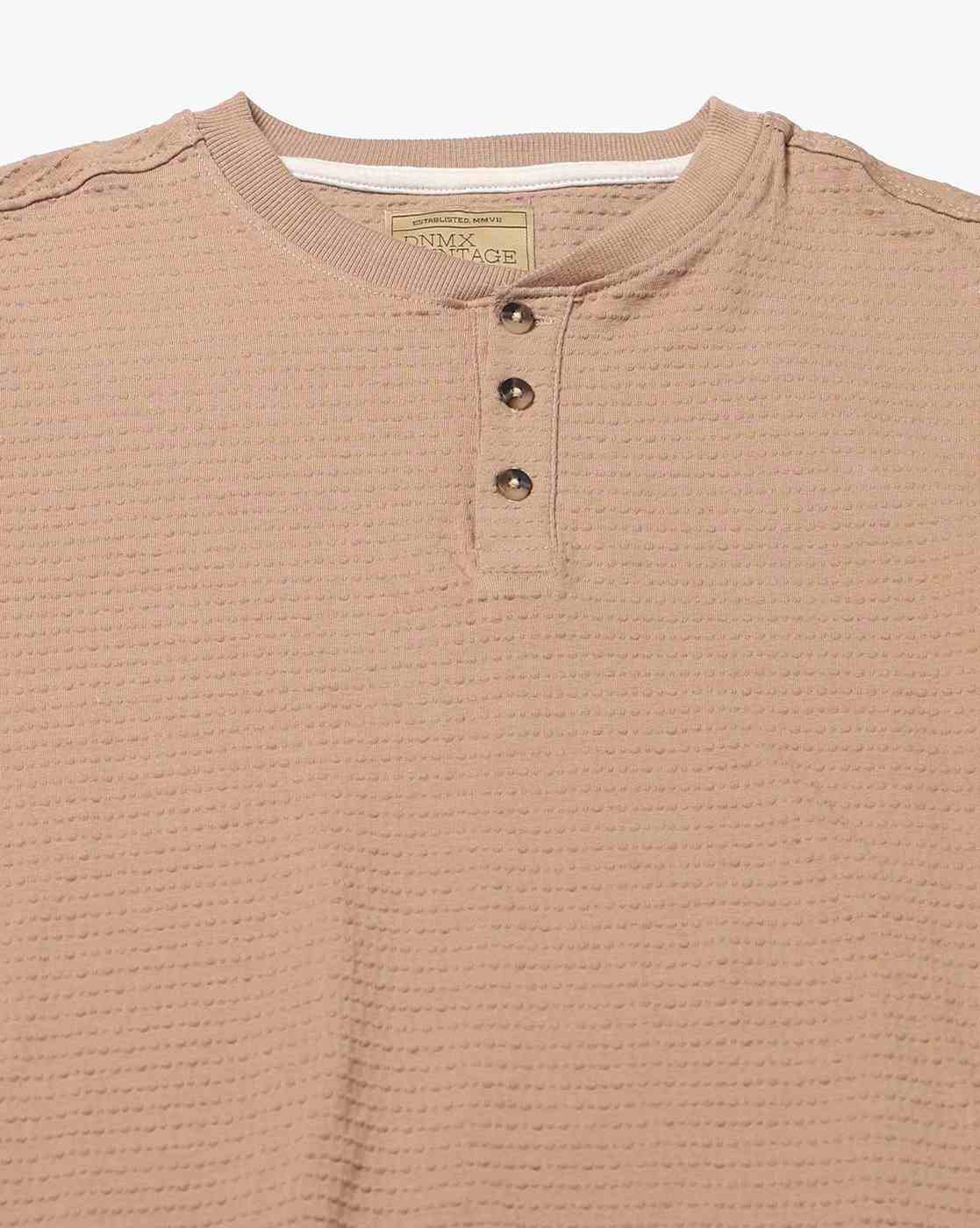 DNMX | Men Ribbed Regular Fit Henley T-Shirt|5